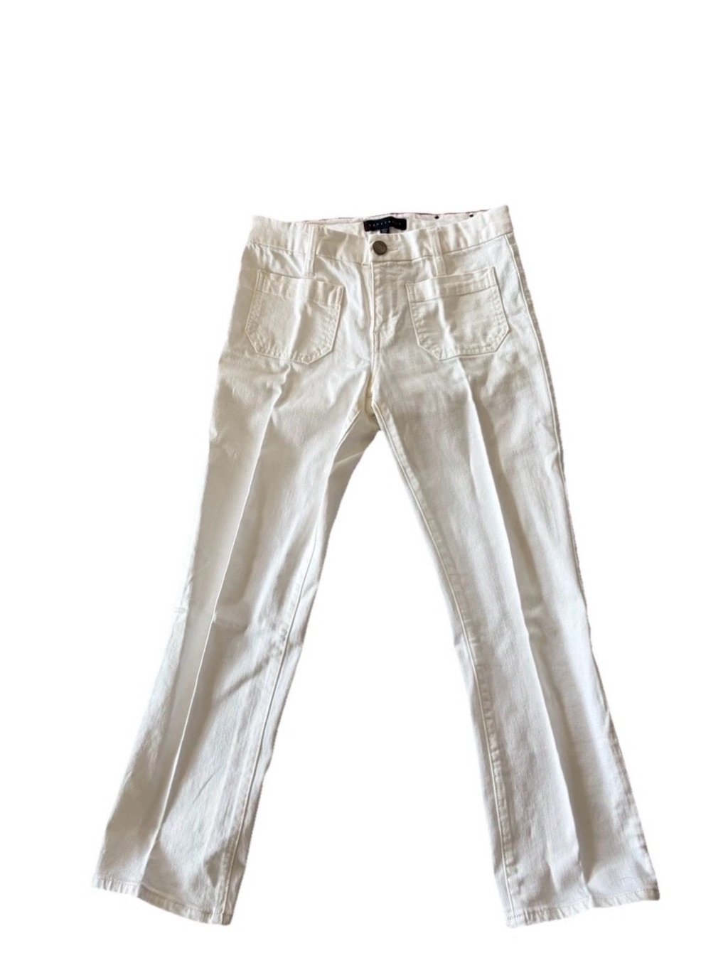Sanctuary White High-Rise Jeans With Red Waist Trim